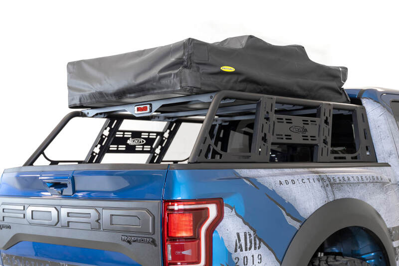 Ford F-150 Chase Rack - Addictive Desert Designs - ADD-Lander Overland Rack - Hammer Black - `15-`27